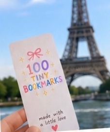 A 100 Tiny Bookmarks bookmark found in Paris, France